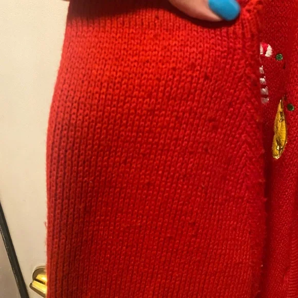 🧑‍🎄 SOLD 🧑‍🎄 Christmas Sweater, Red with decorations - Picture 8 of 13